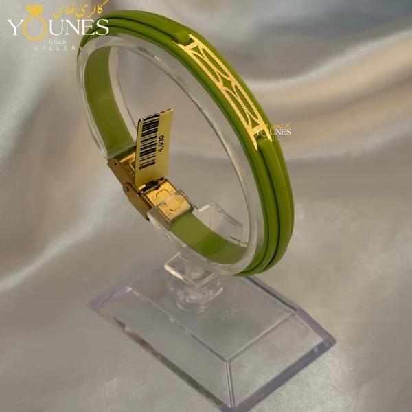 دستبند طلا زنانه چرمی مستطیل مینیمال L442